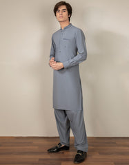 BLUISH GREY BLENDED KAMEEZ SHALWAR | JTKS-S-35946