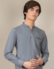 BLUISH GREY BLENDED KAMEEZ SHALWAR | JTKS-S-35946