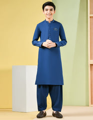 DARK BLUE BLENDED KAMEEZ SHALWAR | JCKS-S-35950