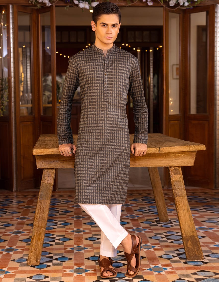 DEEP OLIVE COTTON KURTA | JTK-S-35952