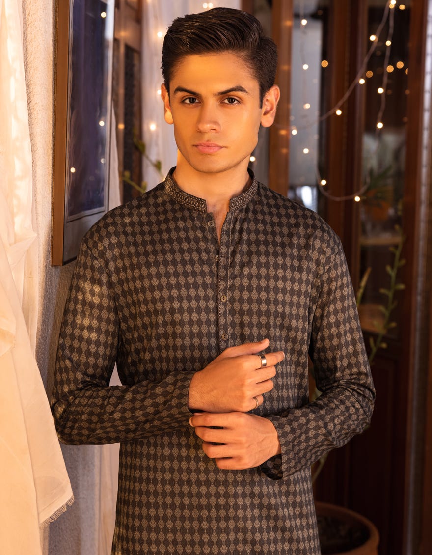 DEEP OLIVE COTTON KURTA | JTK-S-35952