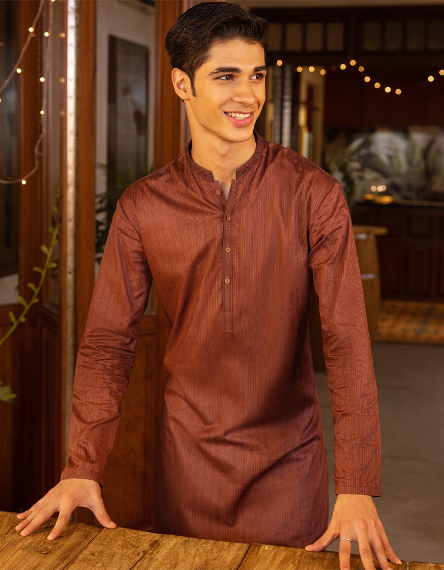 MAROON COTTON KURTA | JTK-S-35953