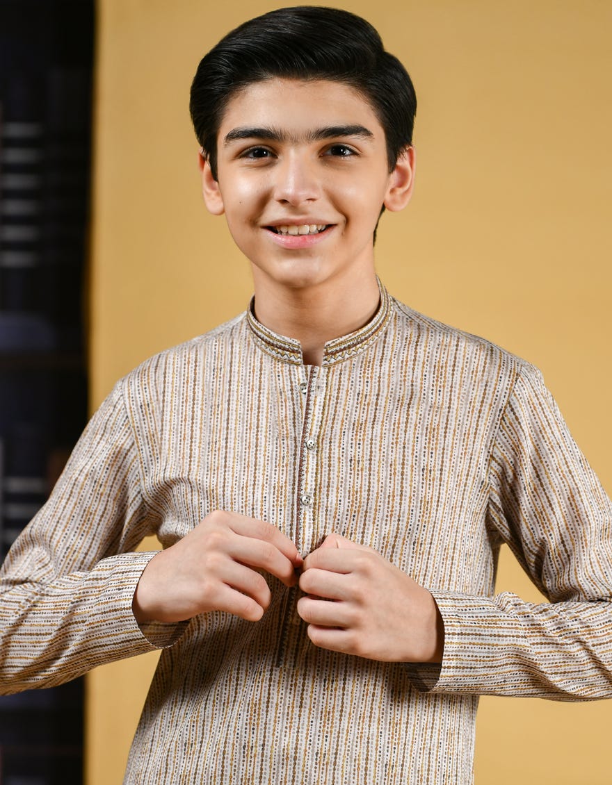 MULTI BROWN COTTON KURTA | JCK-S-35955