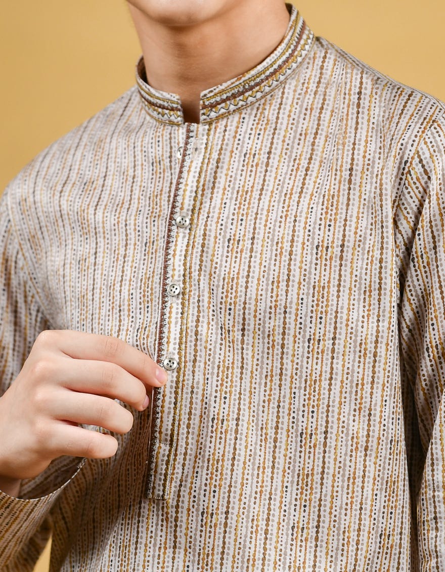 MULTI BROWN COTTON KURTA | JCK-S-35955