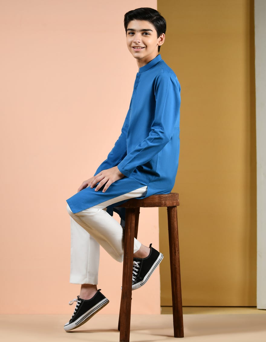 BLUE COTTON KURTA | JCK-S-35959