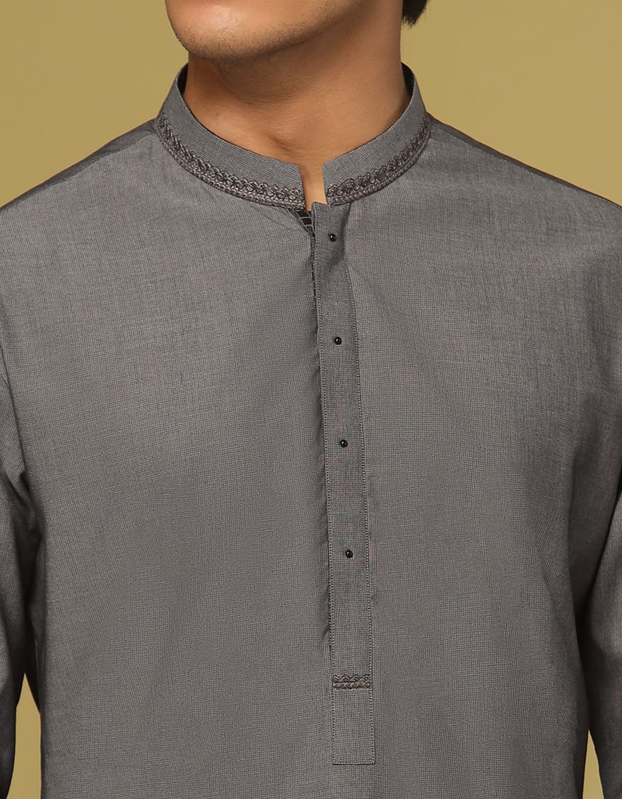 GREY COTTON KURTA PAJAMA | JTKP-S-35962
