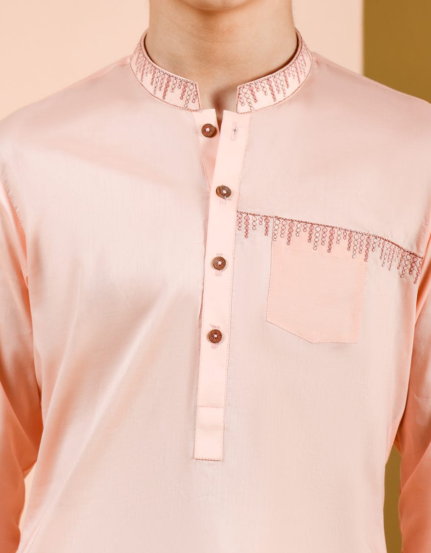 PEACH COTTON KURTA | JCK-S-35965