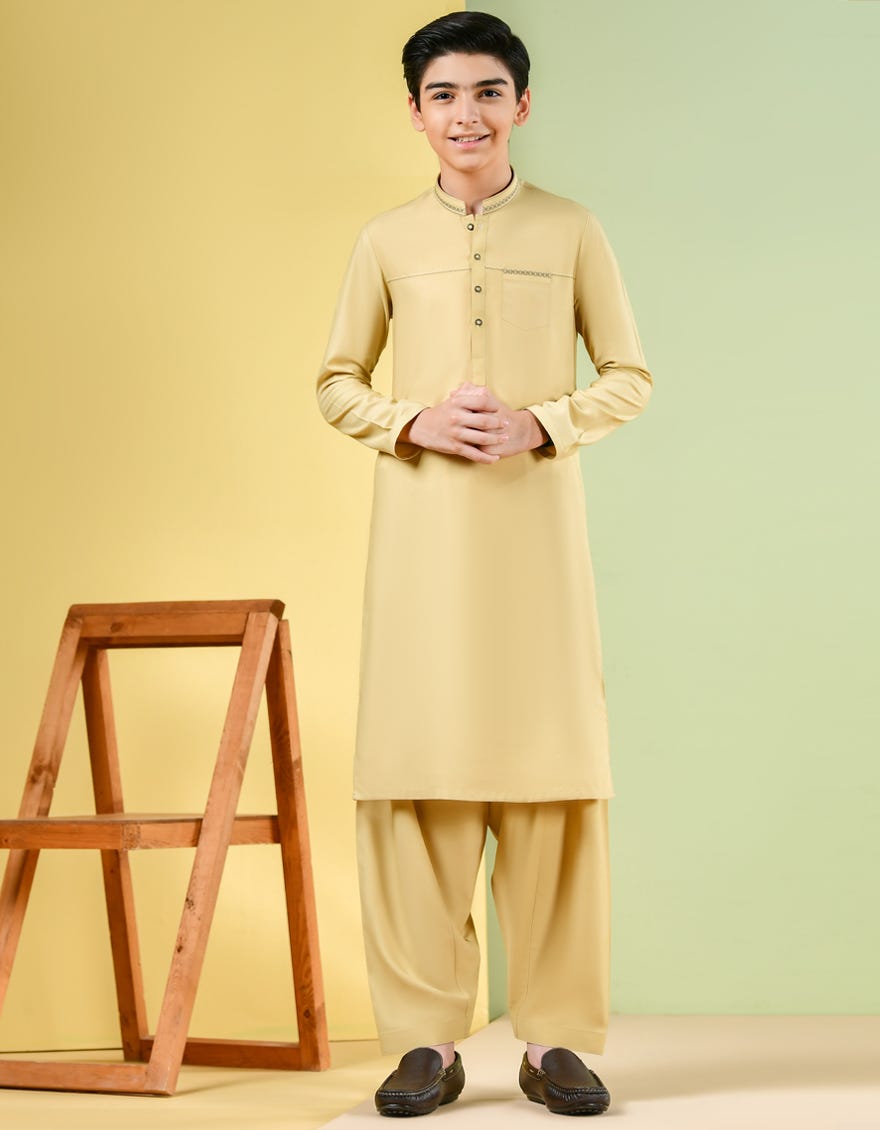 CAMEL BLENDED KAMEEZ SHALWAR | JCKS-S-35969