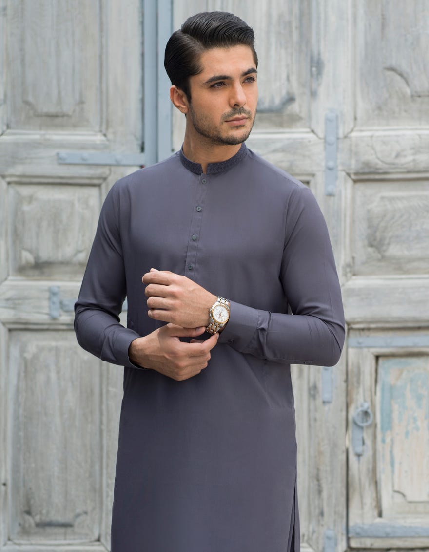 MAGNET GREY BLENDED KAMEEZ SHALWAR | JJKS-S-36823