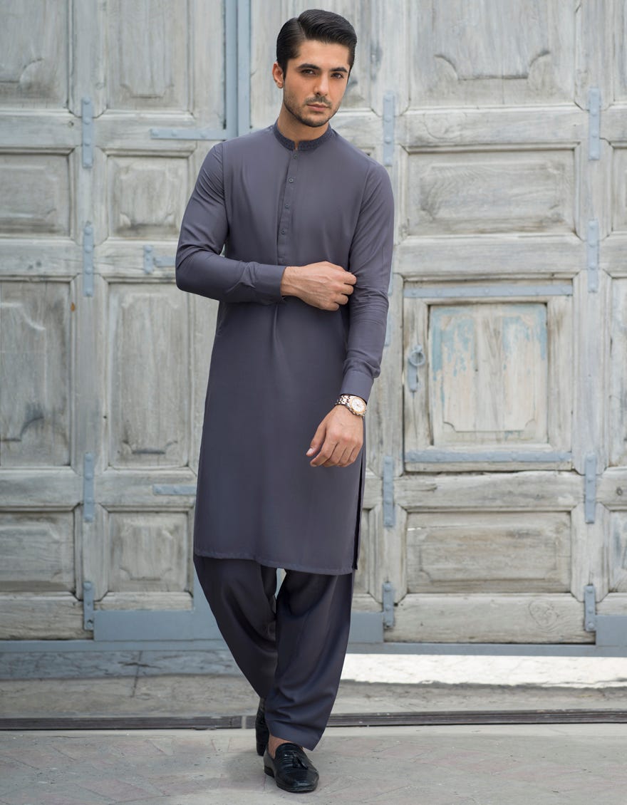 MAGNET GREY BLENDED KAMEEZ SHALWAR | JJKS-S-36823