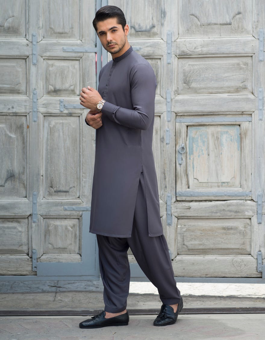 MAGNET GREY BLENDED KAMEEZ SHALWAR | JJKS-S-36823