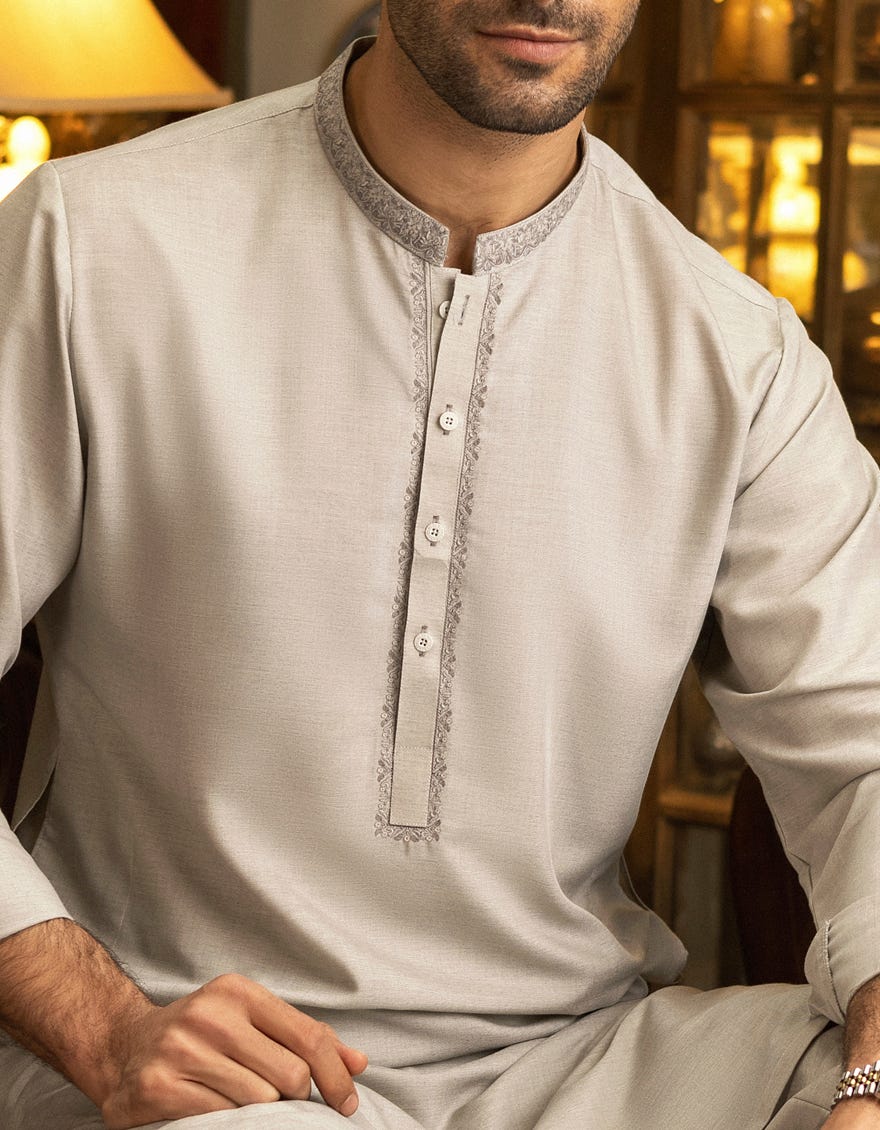 GREY BLENDED KAMEEZ SHALWAR | JJKS-S-36857