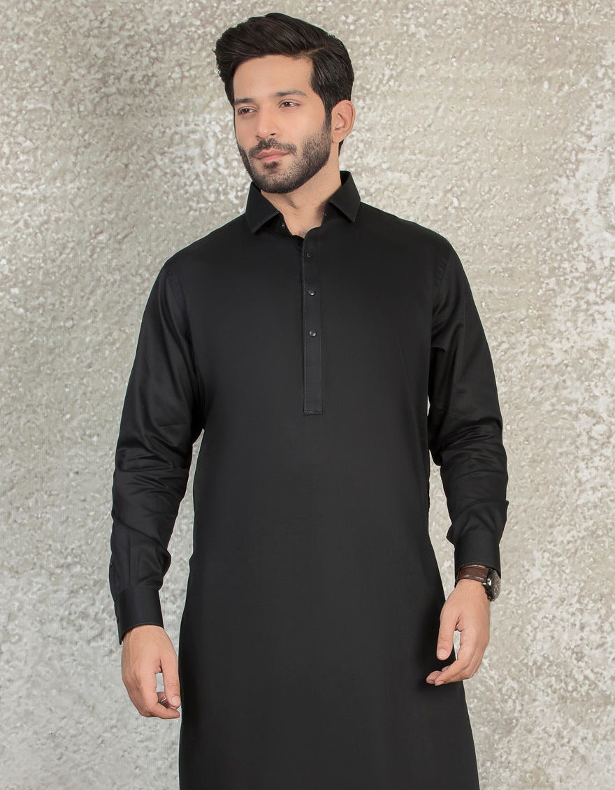 BLACK COTTON KAMEEZ SHALWAR | JJKS-S-36858
