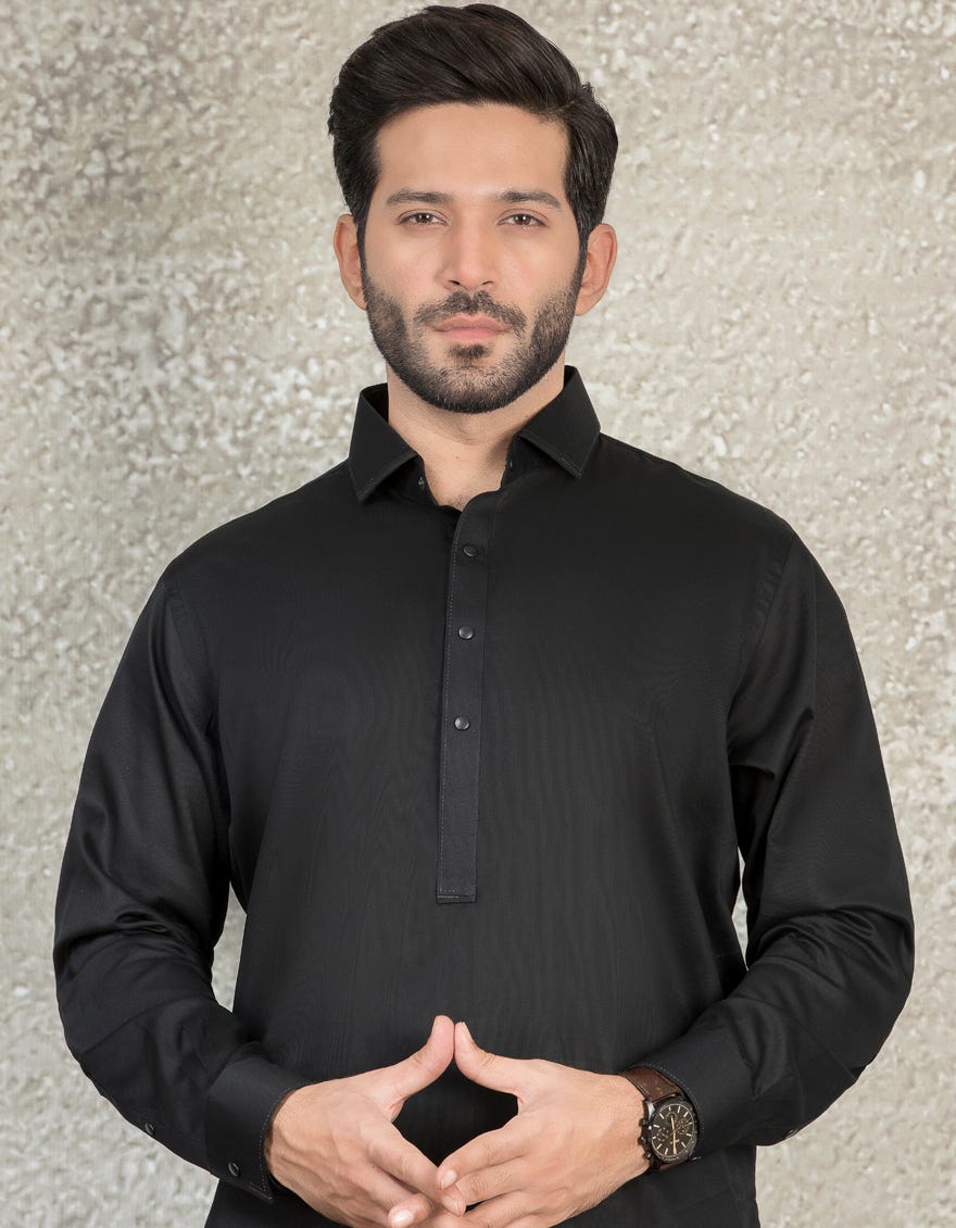 BLACK COTTON KAMEEZ SHALWAR | JJKS-S-36858