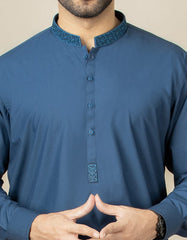 DARK BLUE BLENDED KAMEEZ SHALWAR | JJKS-S-36870
