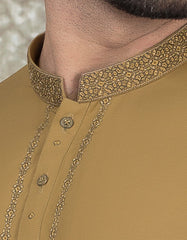 DULL OLIVE BLENDED KAMEEZ SHALWAR | JJKS-S-36871