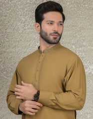 DULL OLIVE BLENDED KAMEEZ SHALWAR | JJKS-S-36871