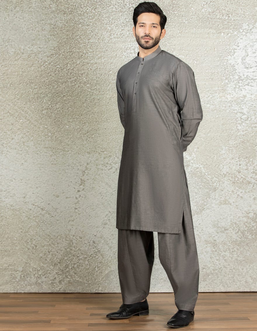 GREY COTTON KAMEEZ SHALWAR | JJKS-S-36874