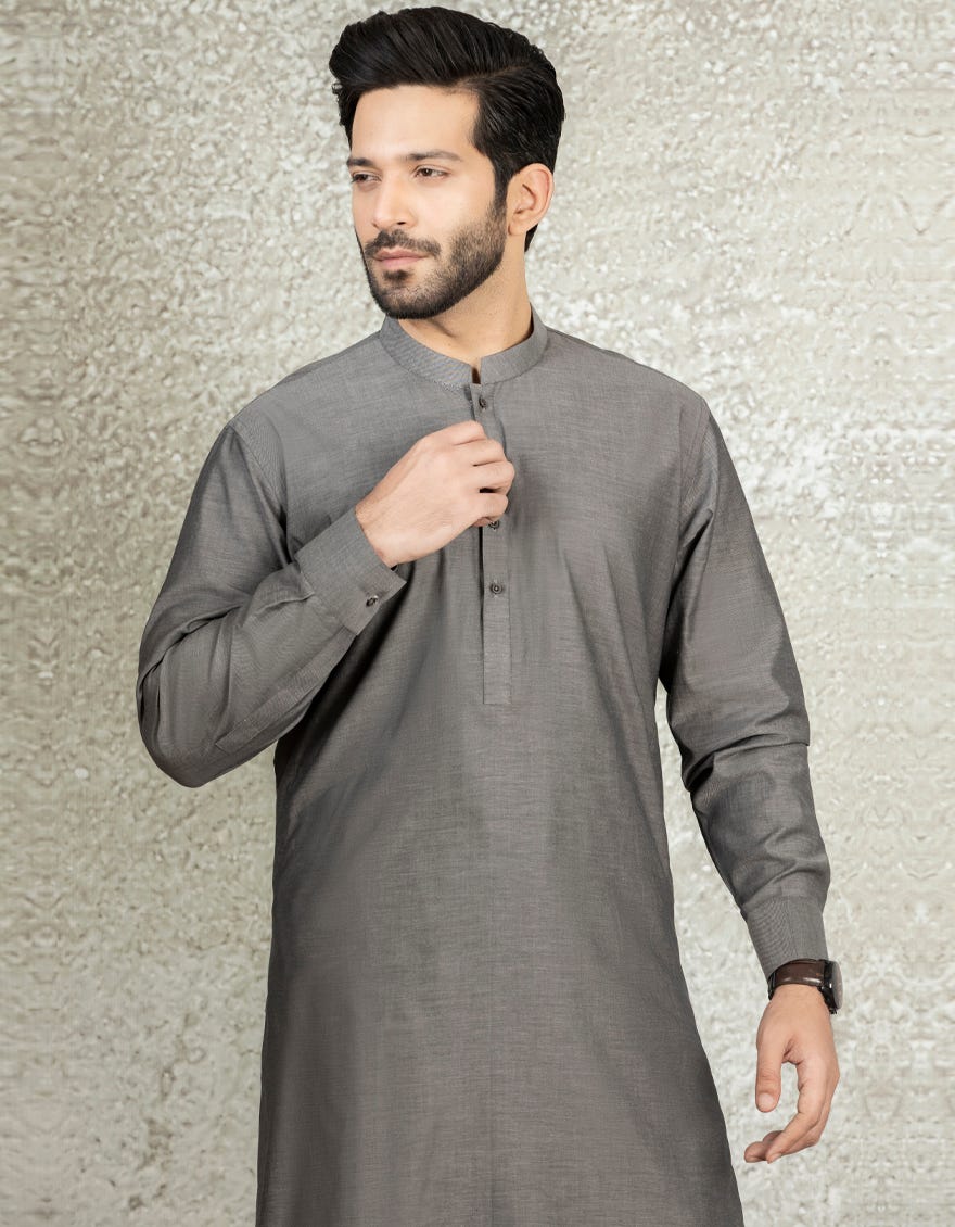 GREY COTTON KAMEEZ SHALWAR | JJKS-S-36874