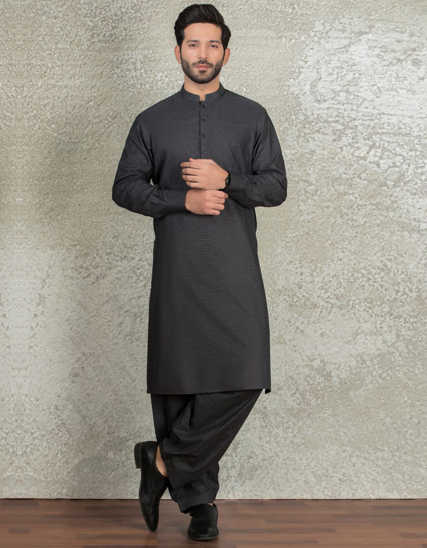 BLACK COTTON KAMEEZ SHALWAR | JJKS-S-36876