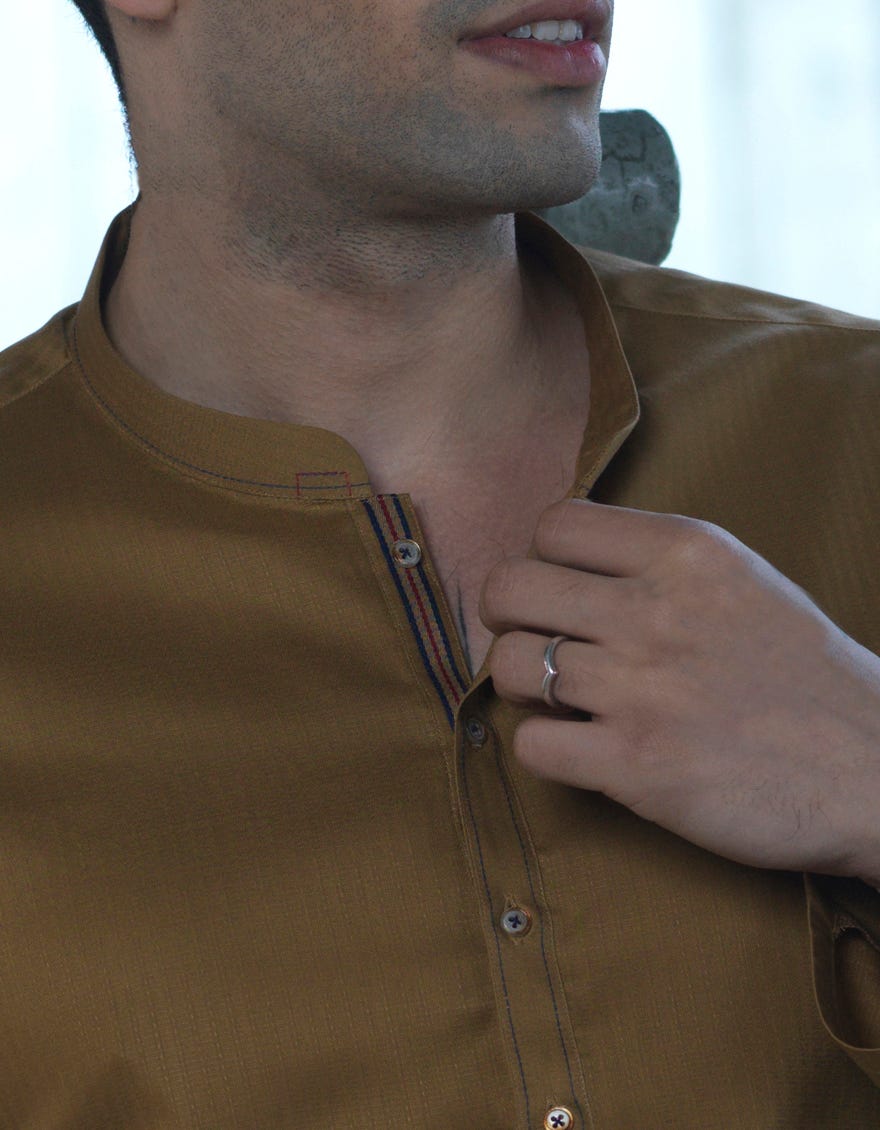 CAMEL COTTON KURTA | JJK-S-36879