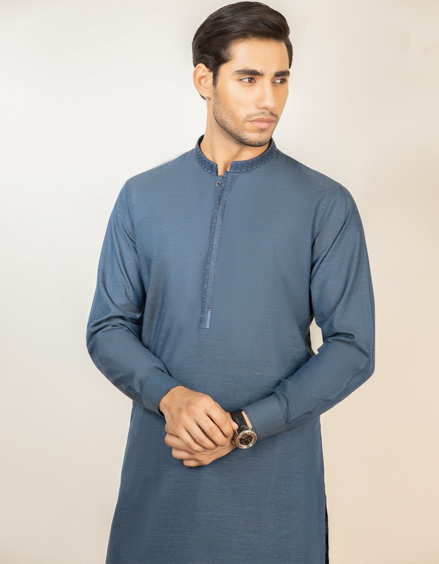 GREISH BLUE BLENDED KAMEEZ SHALWAR | JJKS-S-36881