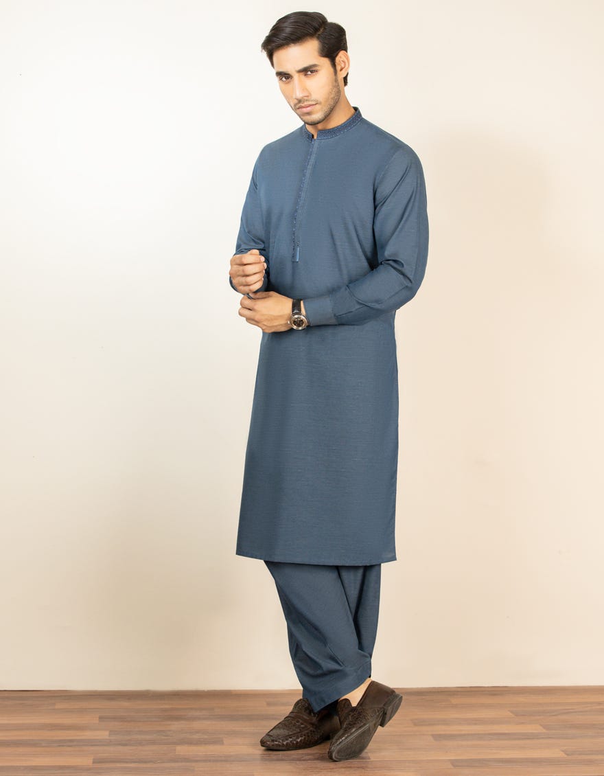 GREISH BLUE BLENDED KAMEEZ SHALWAR | JJKS-S-36881