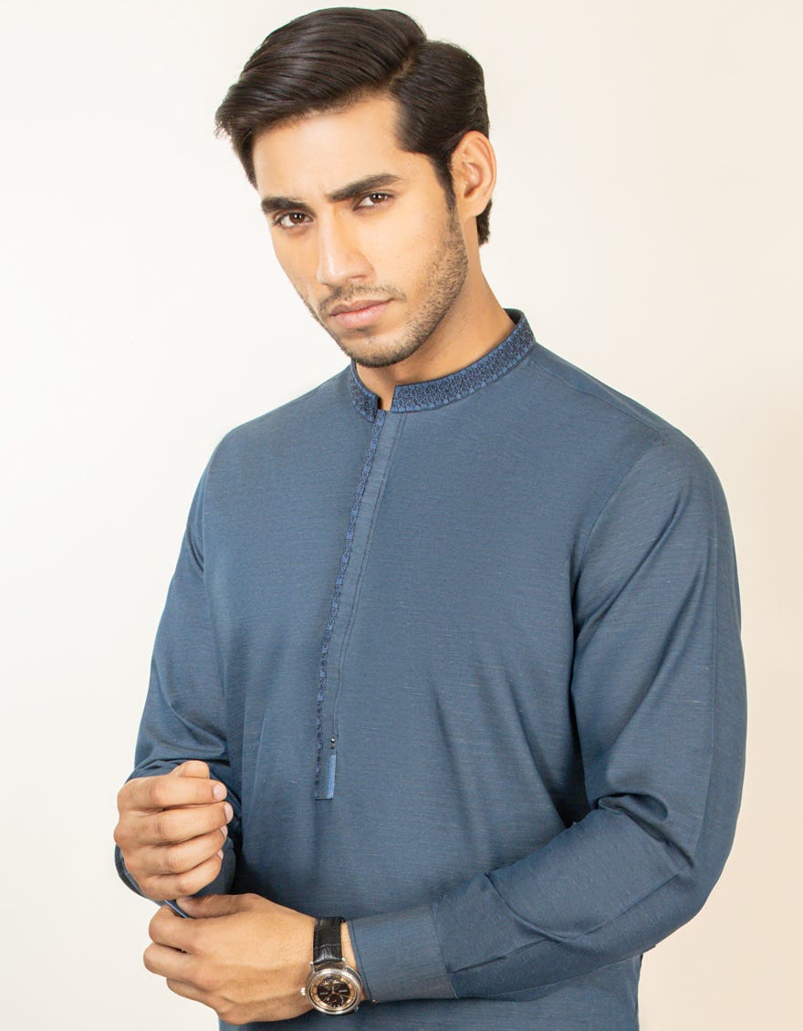 GREISH BLUE BLENDED KAMEEZ SHALWAR | JJKS-S-36881