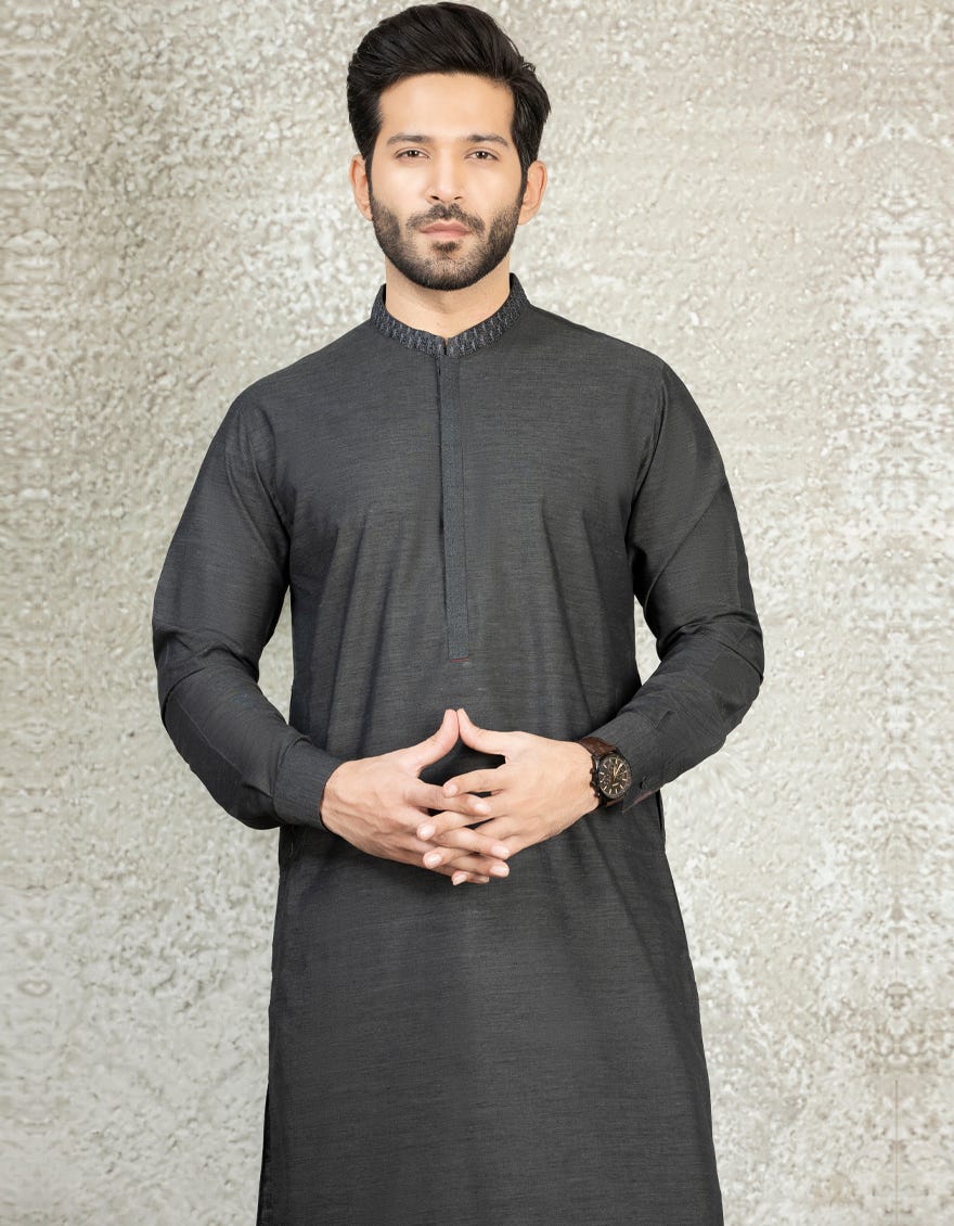 ARMY GREY BLENDED KAMEEZ SHALWAR | JJKS-S-36883
