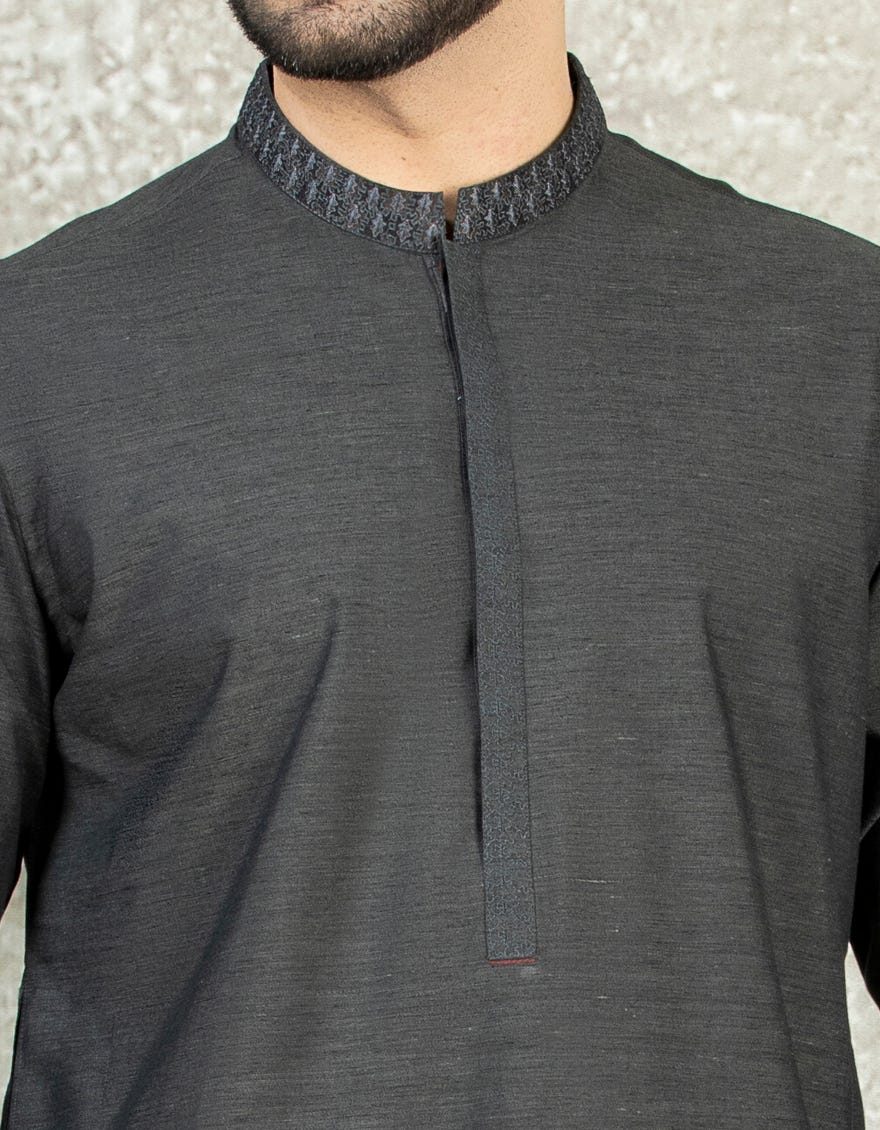 ARMY GREY BLENDED KAMEEZ SHALWAR | JJKS-S-36883
