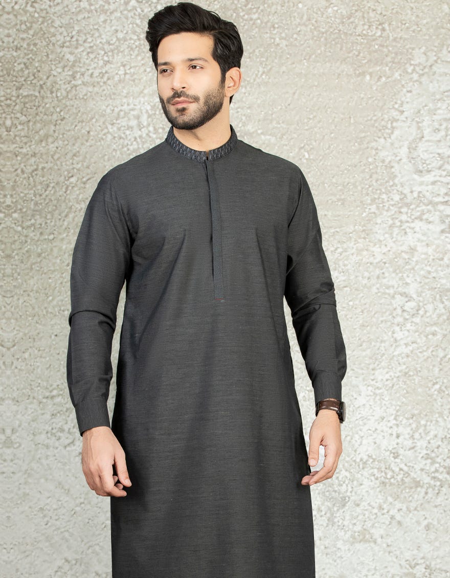 ARMY GREY BLENDED KAMEEZ SHALWAR | JJKS-S-36883