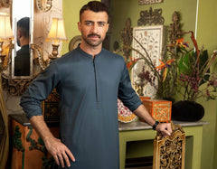 TEAL COTTON KURTA | JJK-S-36885