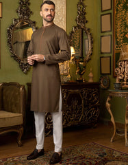 BROWN COTTON KURTA | JJK-S-36886