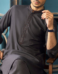 DULL GREY BLENDED KAMEEZ SHALWAR | JJKS-S-36887