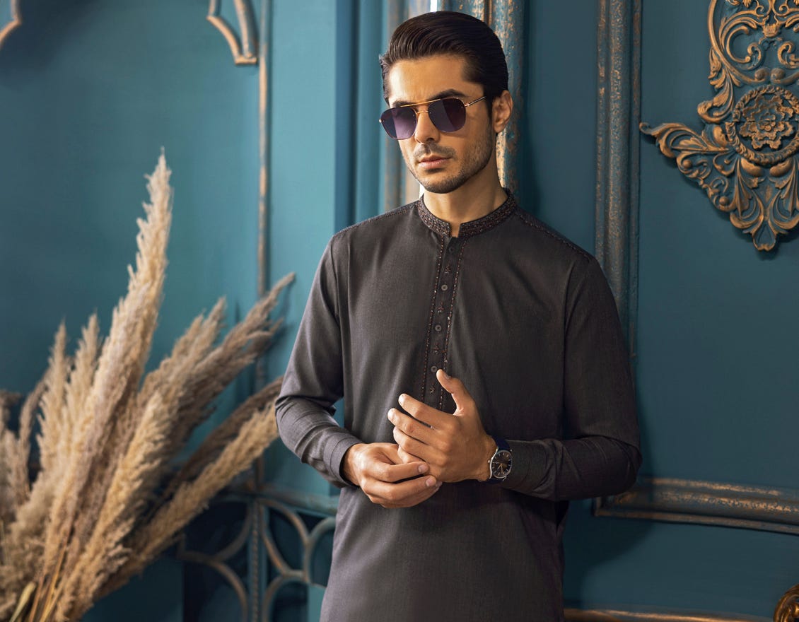 DULL GREY BLENDED KAMEEZ SHALWAR | JJKS-S-36887
