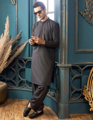 DULL GREY BLENDED KAMEEZ SHALWAR | JJKS-S-36887
