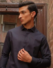 CHARCOAL GREY COTTON KAMEEZ SHALWAR | JJKS-S-36888