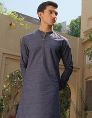 BLUE TEXTURE CVC KURTA PAJAMA | JJKP-S-36891