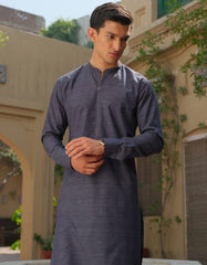 BLUE TEXTURE CVC KURTA PAJAMA | JJKP-S-36891