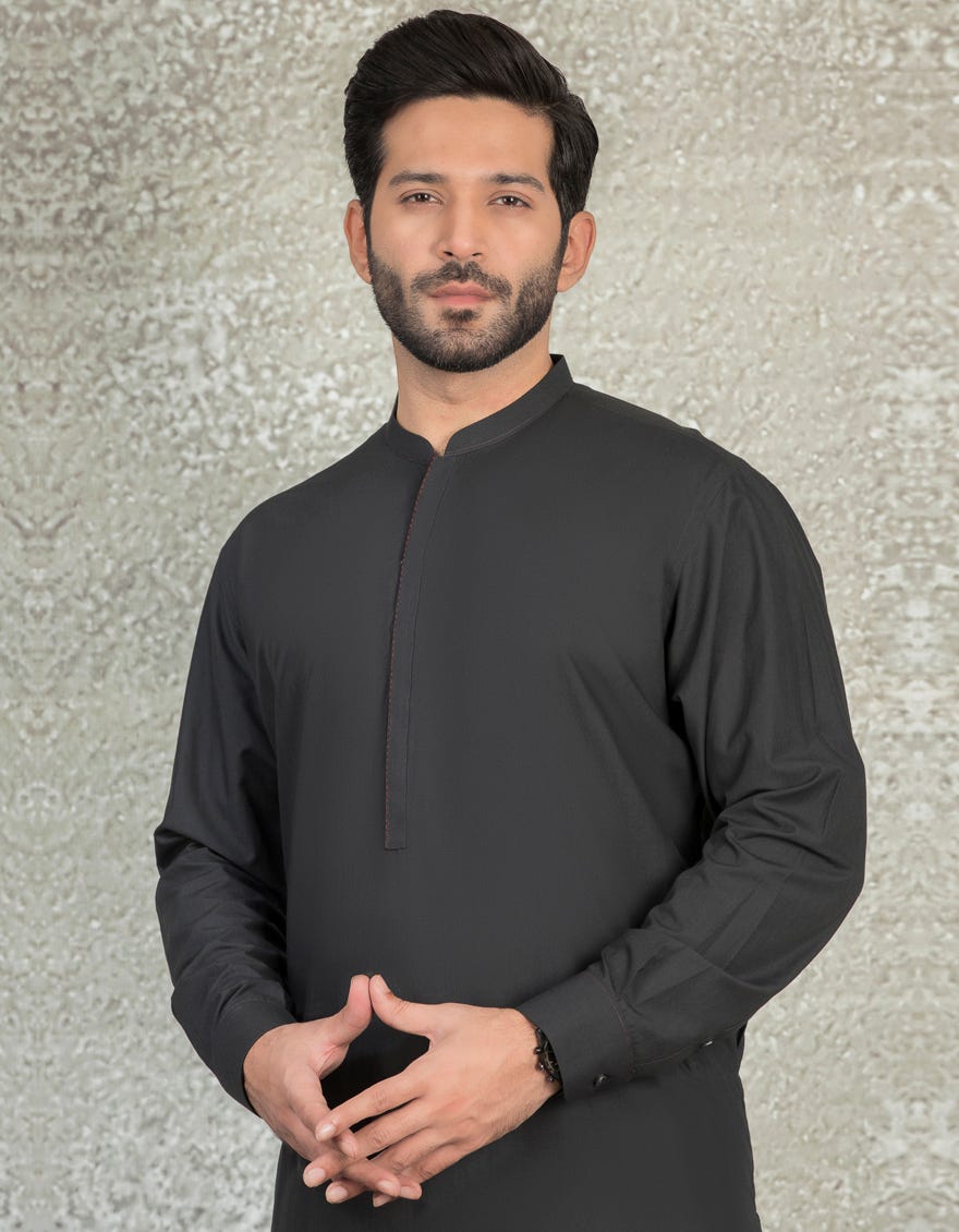 DEEP GREY BLENDED KAMEEZ SHALWAR | JJKS-S-36893