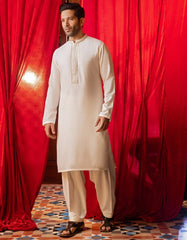 CREAM BLENDED KAMEEZ SHALWAR | JJKS-W-36895