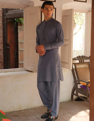 DULL BLUE BLENDED KAMEEZ SHALWAR | JJKS-S-36896