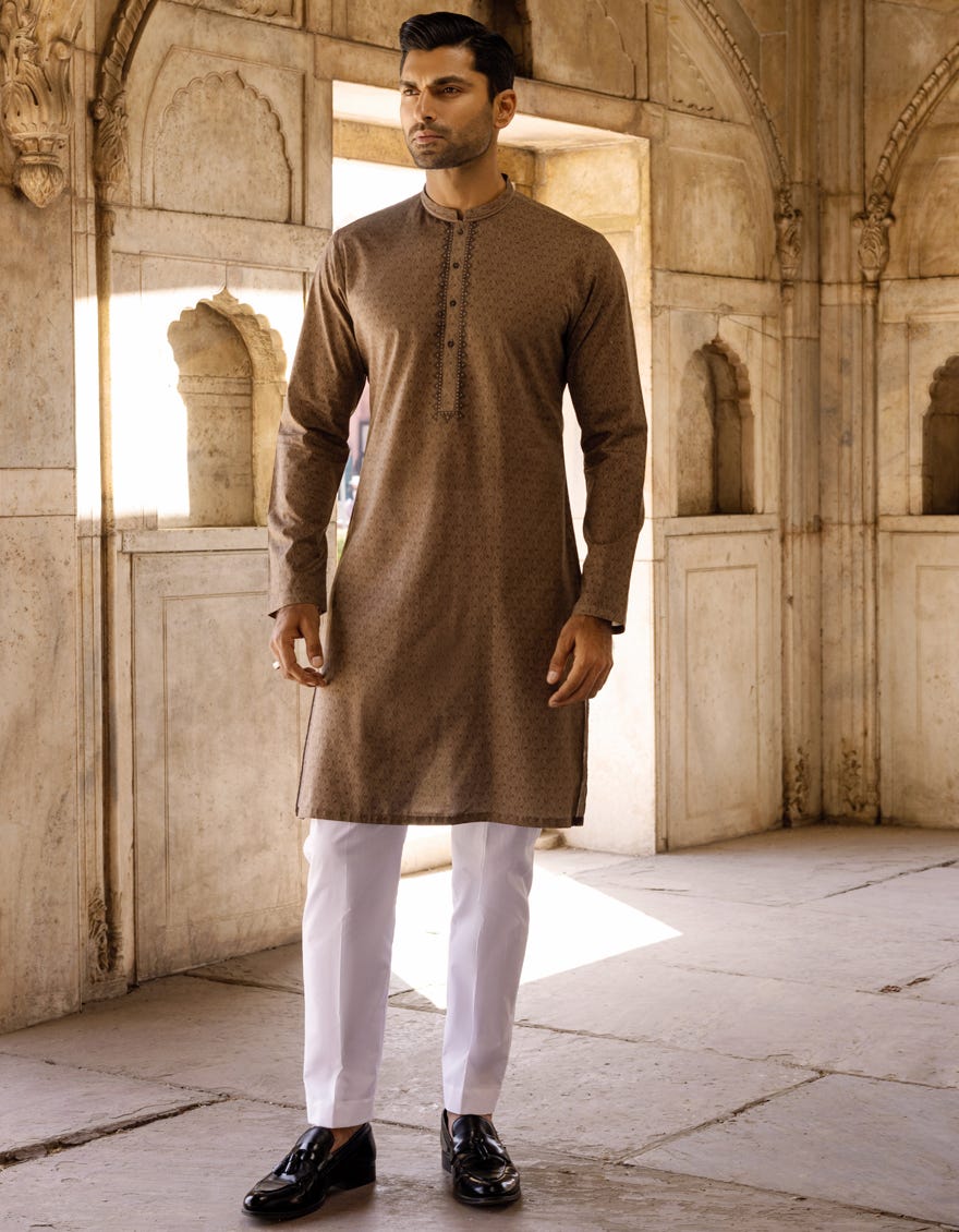 BROWN COTTON KURTA | JJK-S-36900