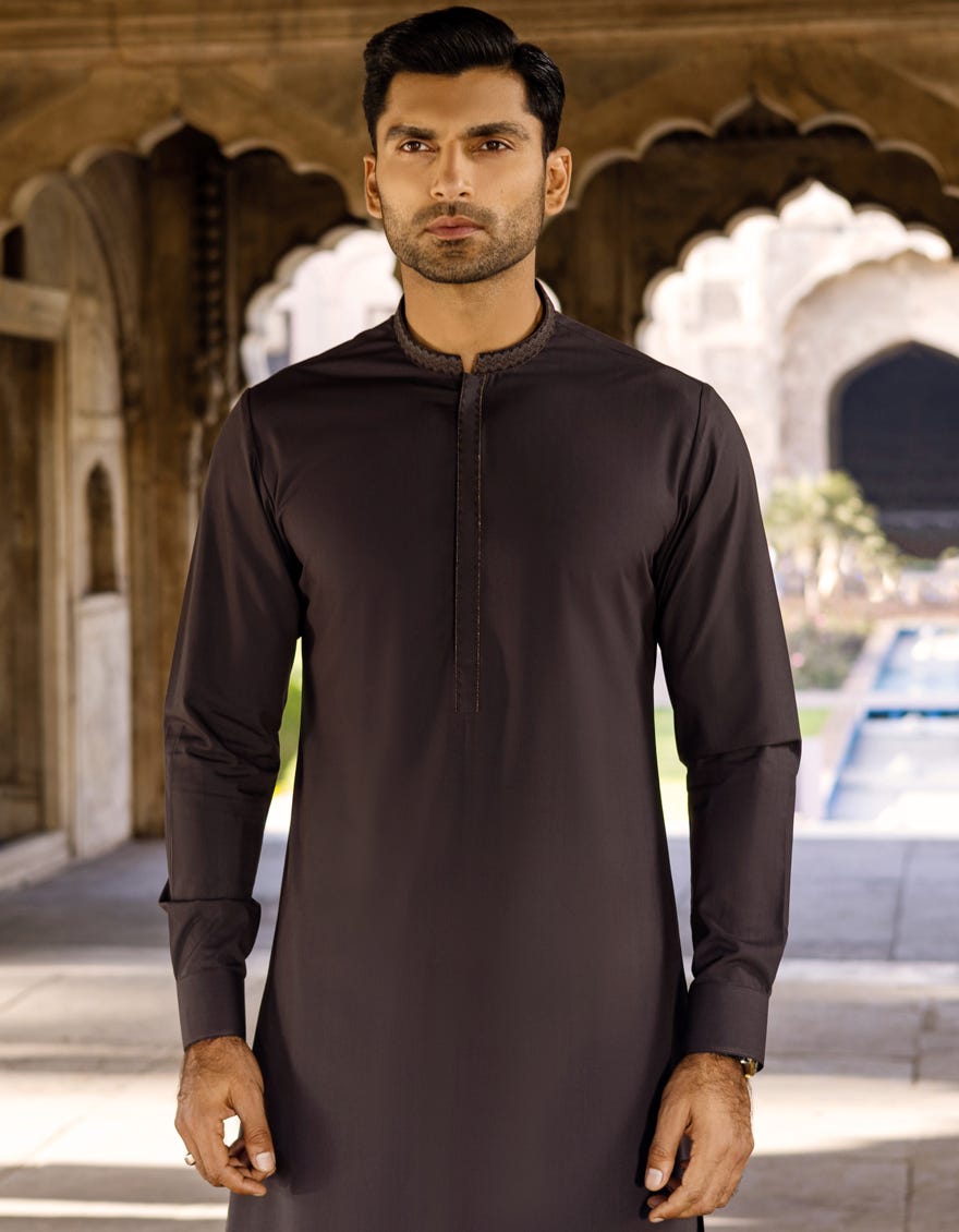 CHARCOAL GREY COTTON KAMEEZ SHALWAR | JJKS-S-36904