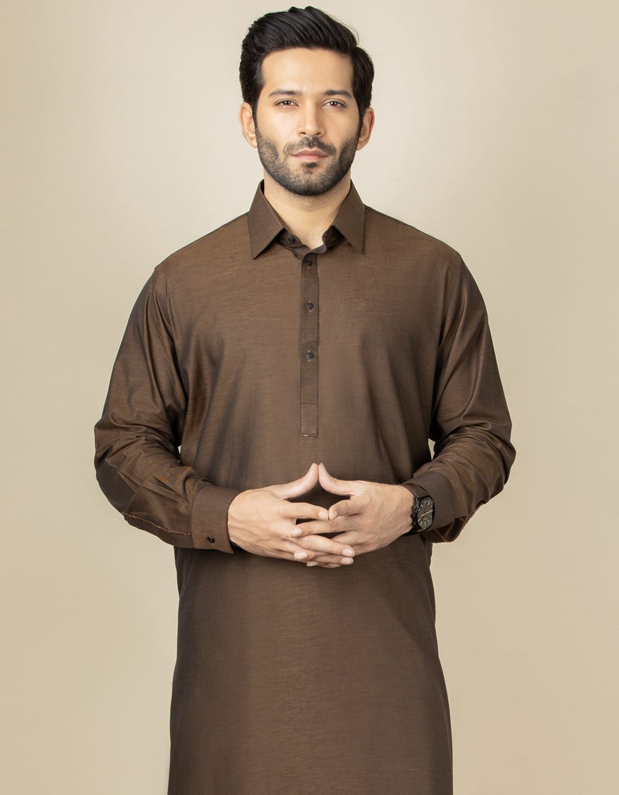 COFFEE BROWN COTTON KAMEEZ SHALWAR | JJKS-S-36905