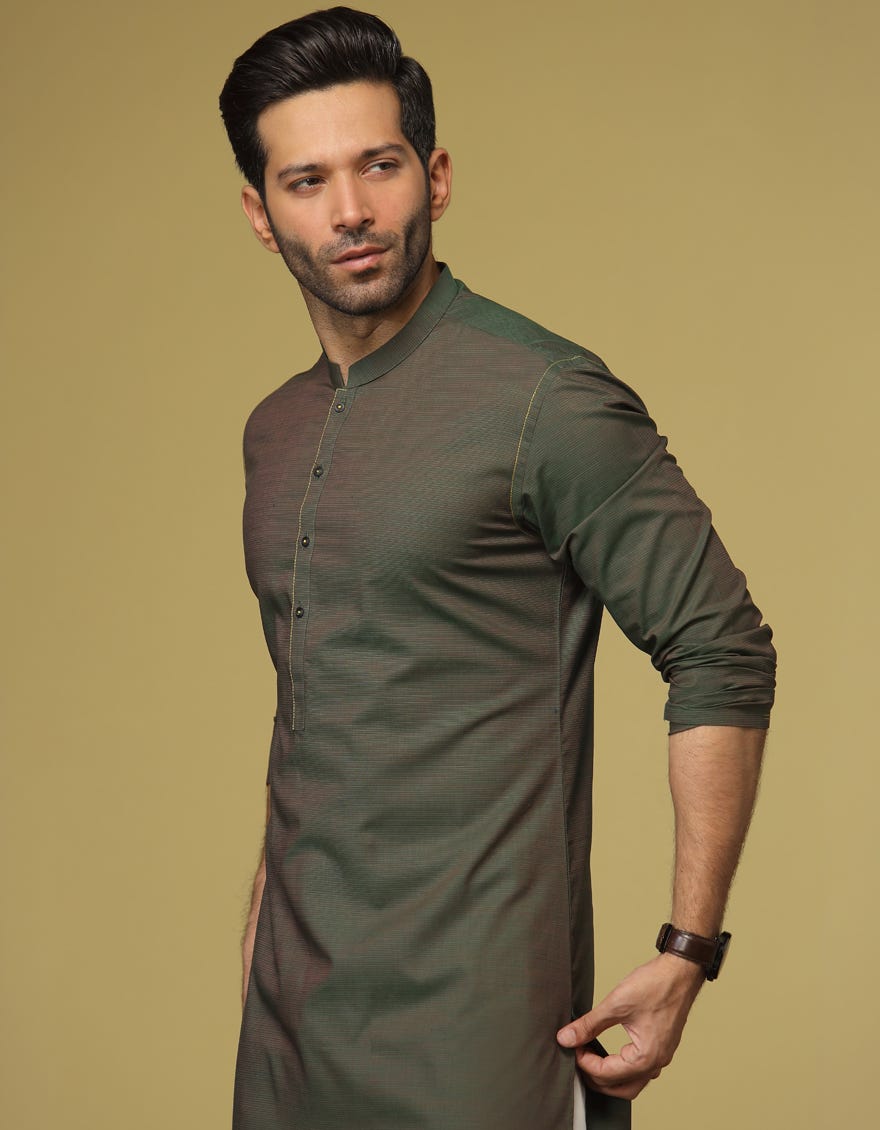 PARROT GREEN COTTON KURTA | JJK-S-36915