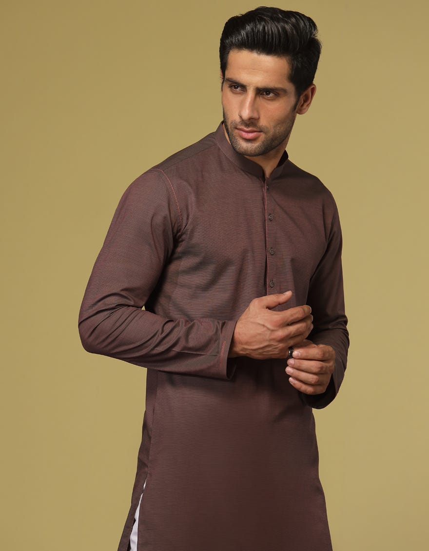 BROWN COTTON KURTA | JJK-S-36916