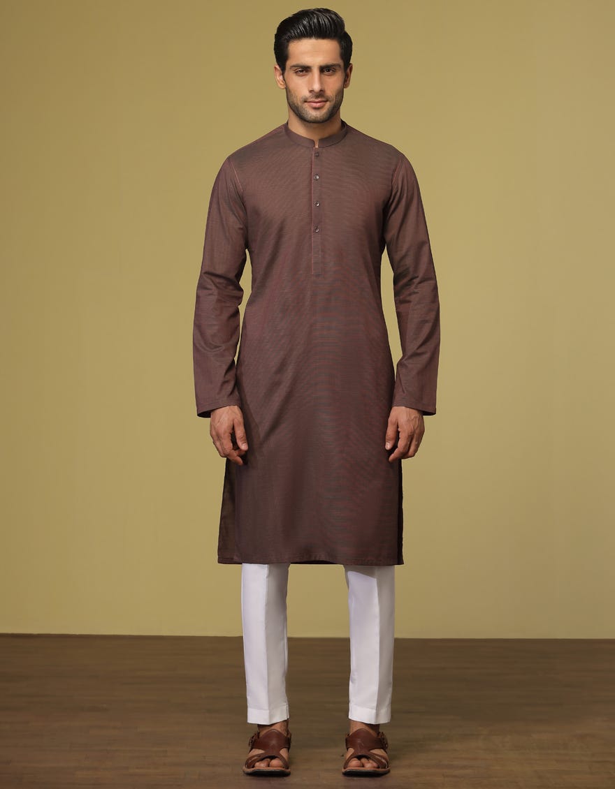 BROWN COTTON KURTA | JJK-S-36916