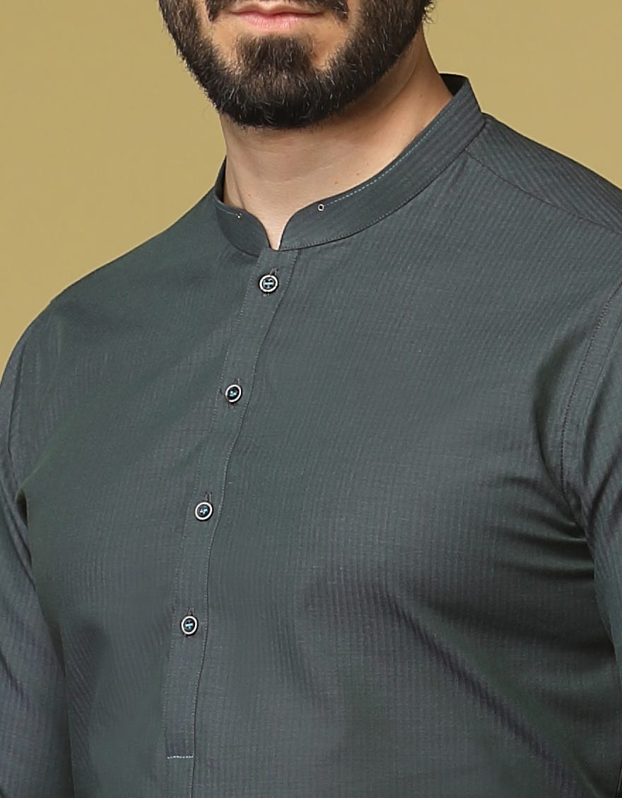 DULL GREEN BLENDED KURTA | JJK-S-36920