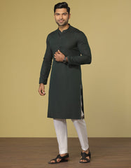 BOTTLE GREEN BLENDED KURTA | JJK-S-36921